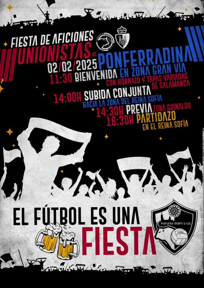 Habr&aacute; fiesta de aficiones en la previa del Unionistas - Ponferradina con "bienvenida en Gran V&iacute;a" y m&aacute;s actos | Imagen 1