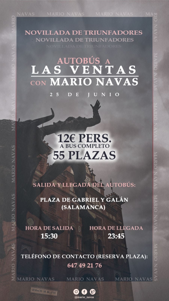 Un autob&uacute;s acompa&ntilde;ar&aacute; al novillero Mario Navas hasta Las Ventas | Imagen 1