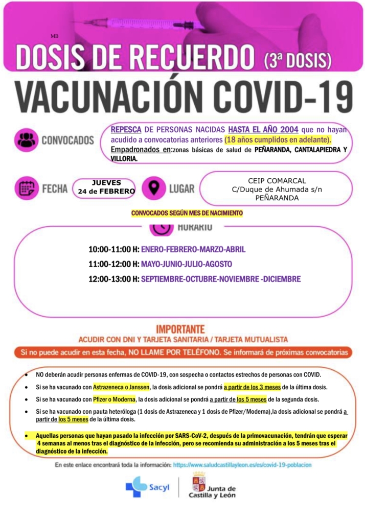 Repescas de adultos e infantiles protagonizan una doble convocatoria de vacunaci&oacute;n para el 24 de febrero | Imagen 1