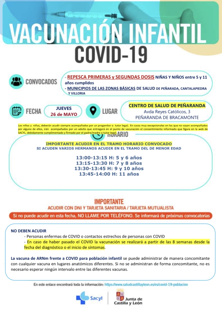La vacunaci&oacute;n infantil Covid se retoma con una nueva fecha y una convocatoria para Pe&ntilde;aranda, Cantalapiedra y Villoria | Imagen 1