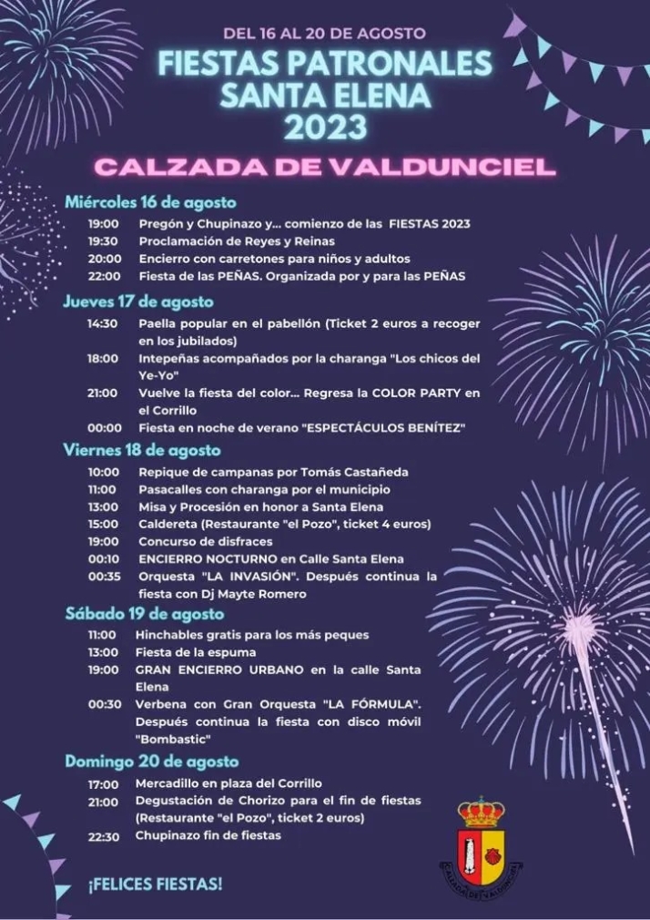 Atractivo programa de las Fiestas de Santa Elena en Calzada de Valdunciel | Imagen 1