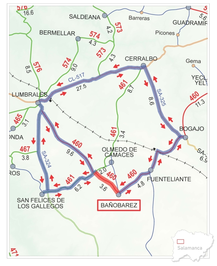 La Diputación corta la DSA-460 entre Bañobárez y la DSA-461 por obras hasta el 9 de octubre | Imagen 1