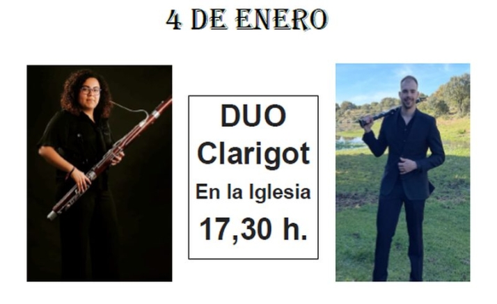 El 4 de enero estará la actuación del Dúo Clarigot, aunque antes, el día 2, actuará el mago Nacho Casal