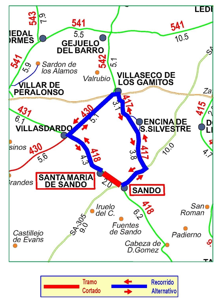 Cortada por obras la carretera DSA-418 de Sando a Santa Mar&iacute;a de Sando | Imagen 1