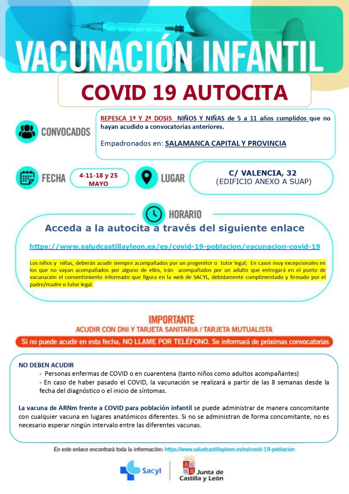 Nuevas convocatorias de vacunaci&oacute;n en Salamanca y provincia: repescas infantiles y terceras dosis en adultos  | Imagen 3