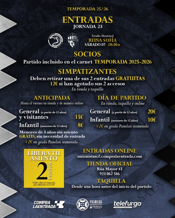 Unionistas pone a la venta las entradas para el partido contra el Ourense CF  | Imagen 1