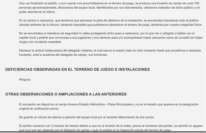 El Salamanca UDS recurrir&aacute; con &quot;fotos y v&iacute;deos&quot; si la RFEF le multa por la &quot;invasi&oacute;n de campo de 100 personas&quot; en Las Pistas que refleja el acta | Imagen 1