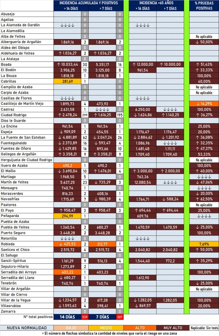 S&oacute;lo 3 de las 54 localidades de la comarca mirobrigense no registraron positivos en enero | Imagen 1