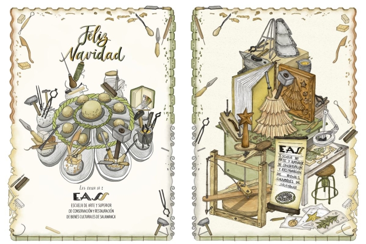 Las mejores tarjetas navide&ntilde;as en la Escuela de Arte y Superior de Conservaci&oacute;n y Restauraci&oacute;n de Salamanca | Imagen 3