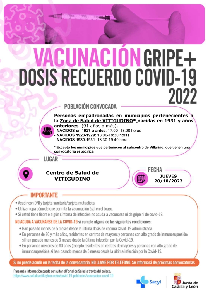 El Centro de Salud de Vitigudino acoger&aacute; la vacunaci&oacute;n covid de mayores de 90 en cuarta dosis | Imagen 1