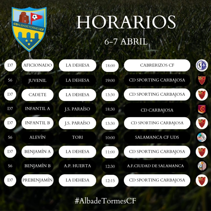 Horarios de la vig&eacute;simosegunda jornada para el Alba de Tormes Club de F&uacute;tbol | Imagen 1