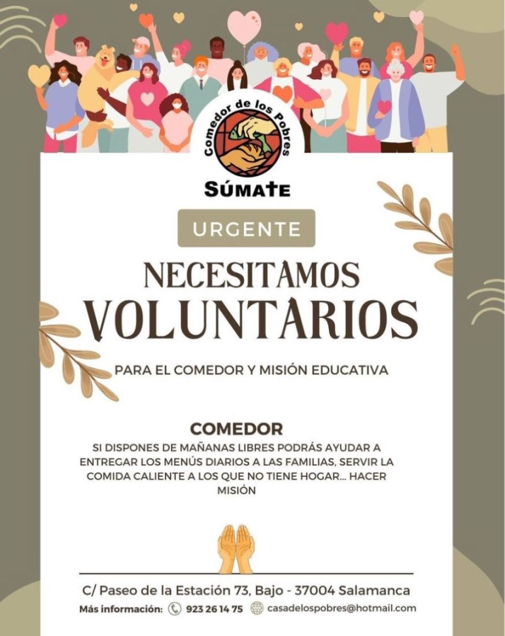 Llamamiento urgente del Comedor de los Pobres: &quot;Necesitamos voluntarios&quot; | Imagen 1