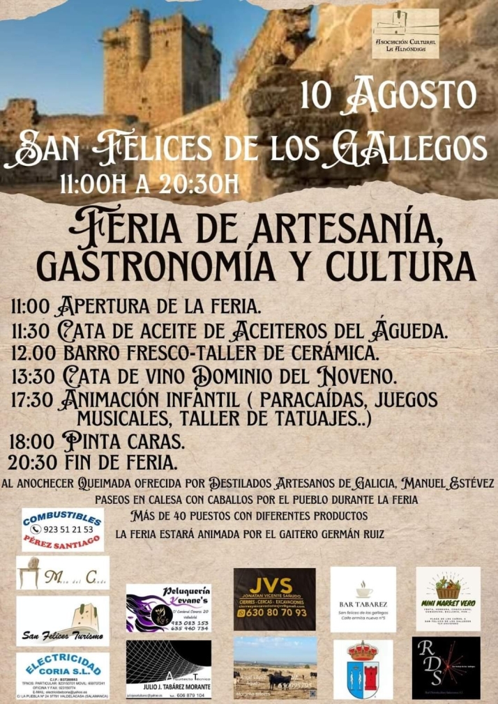 San Felices de los Gallegos celebra este s&aacute;bado la I Feria de Artesan&iacute;a, Gastronom&iacute;a y Cultura | Imagen 1