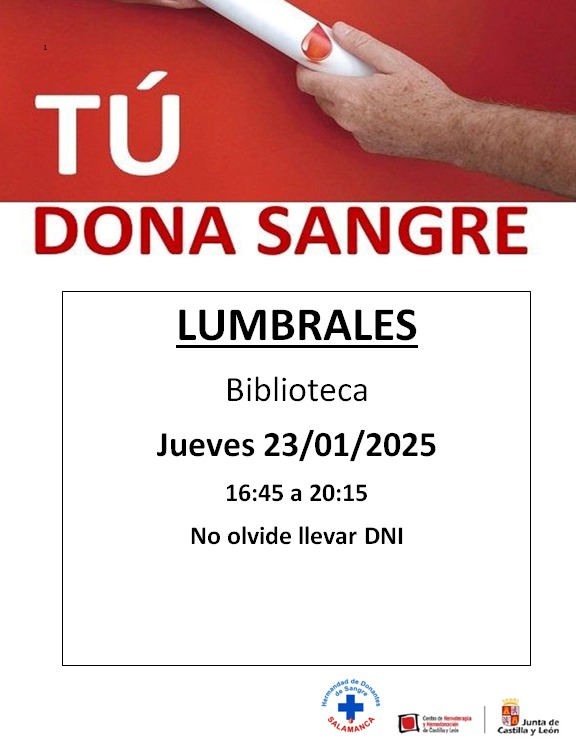 La Unidad de Hemoterapia vuelve el jueves a Lumbrales y llama a la poblaci&oacute;n a donar sangre | Imagen 1