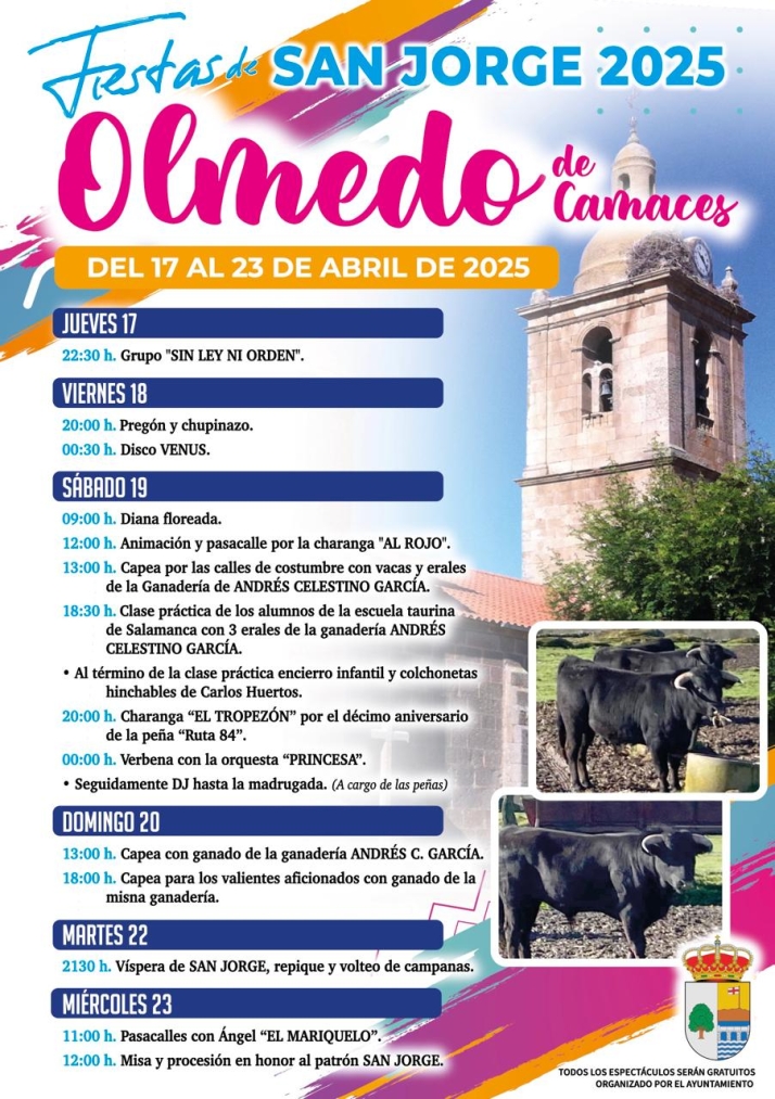 Olmedo de Camaces se prepara para celebrar sus Fiestas de San Jorge con un amplio programa taurino y musical | Imagen 1
