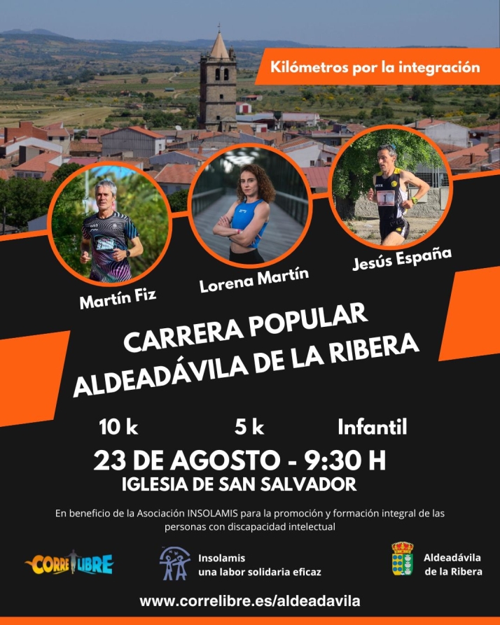 Mart&iacute;n Fiz, Jes&uacute;s Espa&ntilde;a y Lorena Mart&iacute;n apadrinan una carrera solidaria en Aldead&aacute;vila para ayudar a Insolamis | Imagen 1