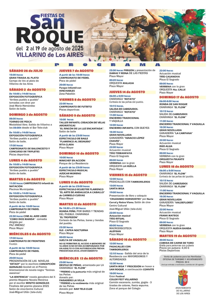 Villarino de los Aires presenta un programa de fiestas de San Roque con eventos para todos los gustos y edades, y la actuaci&oacute;n de Az&uacute;car Moreno | Imagen 1