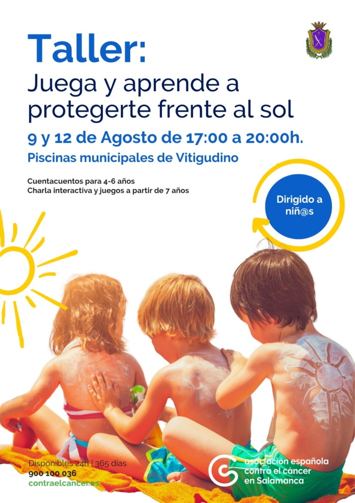 Vitigudino y la AECC se unen para ense&ntilde;ar a los ni&ntilde;os a protegerse del sol en las piscinas  | Imagen 1