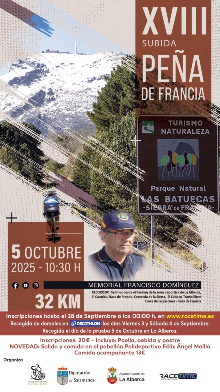 La XVIII Subida a la Peña de Francia será una fiesta del ciclismo en La Alberca con un invitado de lujo y de los mejores gregarios de Miguel Indurain y Pedro Delgado | Imagen 1