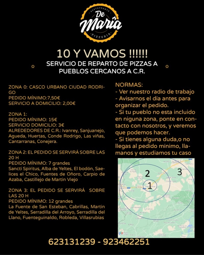 Pizzer&iacute;a Demar&iacute;a presta servicio a domicilio en pueblos cercanos a Ciudad Rodrigo | Imagen 2