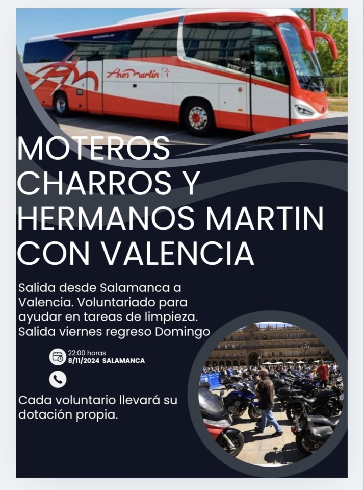 El colectivo 'Moteros de Salamanca' busca voluntarios para llenar un bus este viernes &lsquo;destino Valencia&rsquo; | Imagen 1