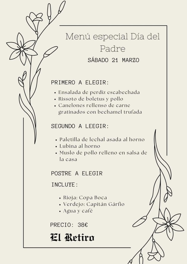 El Restaurante El Retiro de Vitigudino lanza un men&uacute; muy especial por el D&iacute;a del Padre | Imagen 1
