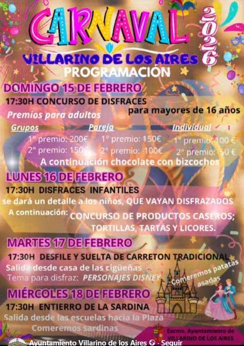 Villarino de los Aires presenta su programa de Carnaval con cuatro d&iacute;as de fiesta para todos | Imagen 1