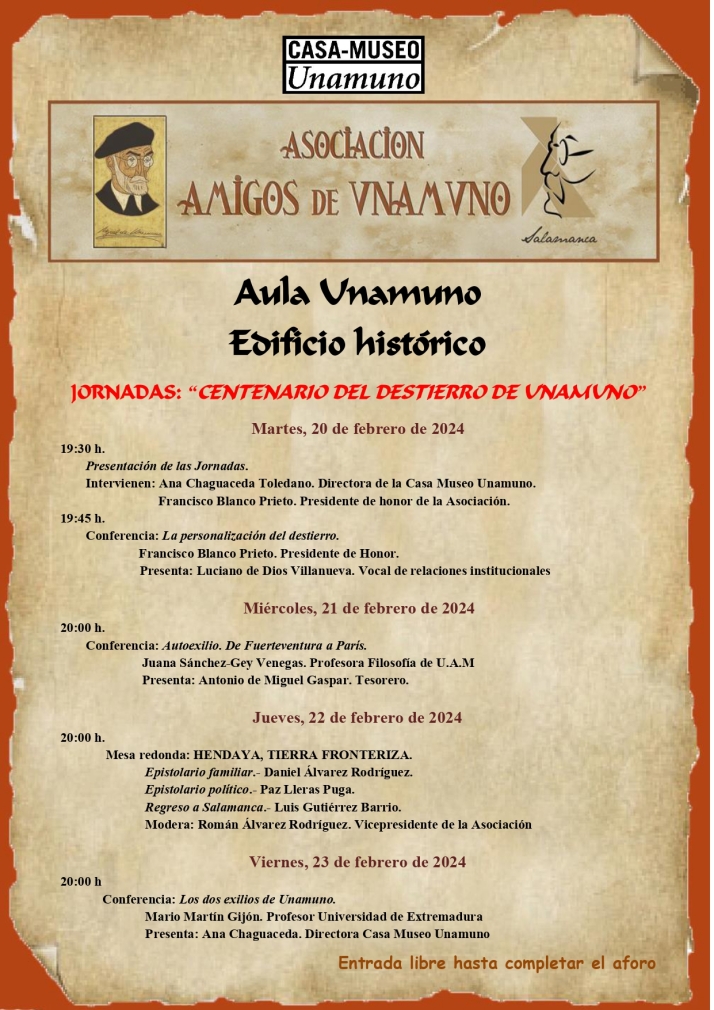 Los Amigos de Unamuno celebran el centenario de su destierro con un programa de conferencias | Imagen 1