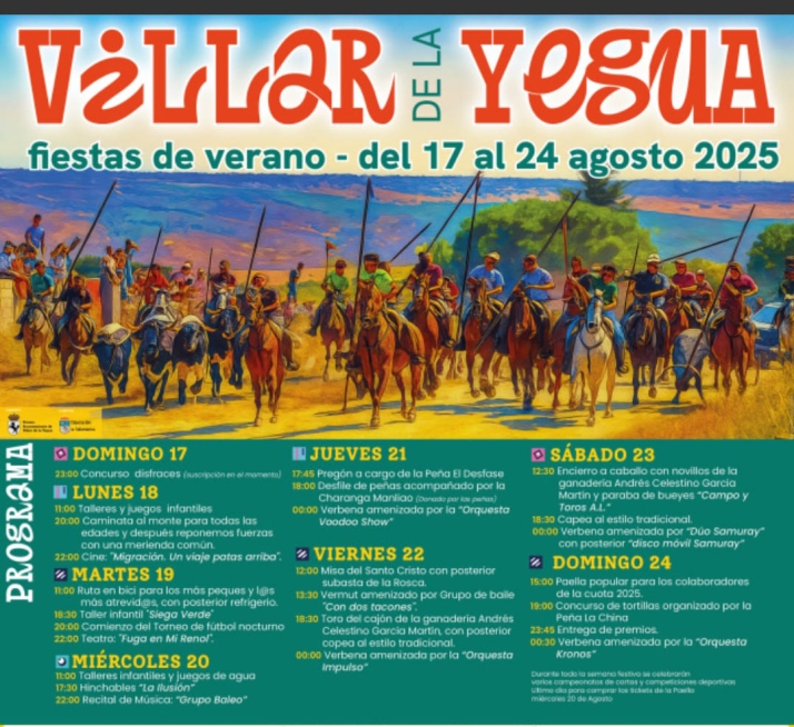 Villar de la Yegua : programa de fiestas de agosto: verbenas, encierros y tradici&oacute;n | Imagen 1