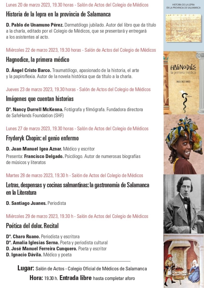 Charlas gratuitas de historia, literatura, fotograf&iacute;a y m&uacute;sica en el Colegio de M&eacute;dicos de Salamanca | Imagen 1