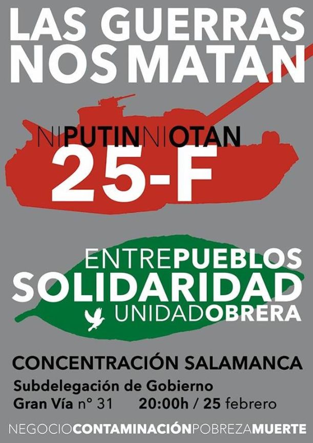 'Ni Putin ni OTAN': concentraci&oacute;n este s&aacute;bado en Salamanca contra &quot;todas las guerras&quot; | Imagen 1