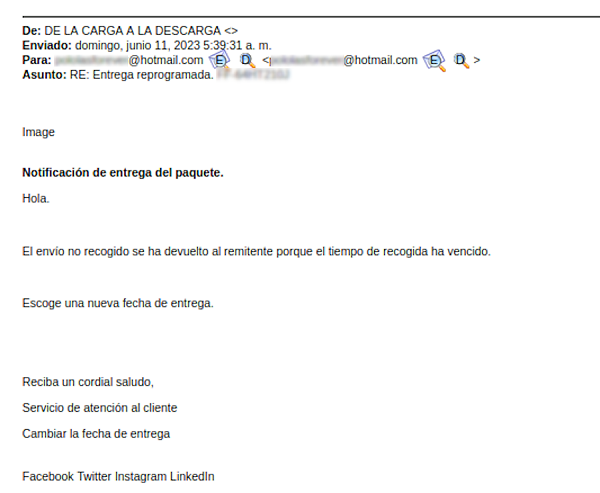 &iquest;Has recibido un correo en el que te solicitan reprogramar la entrega de un paquete?  | Imagen 1