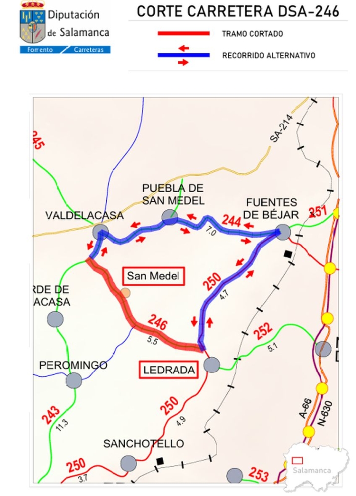 Cortada cinco meses la carretera entre Valdelacasa y Ledrada  | Imagen 1