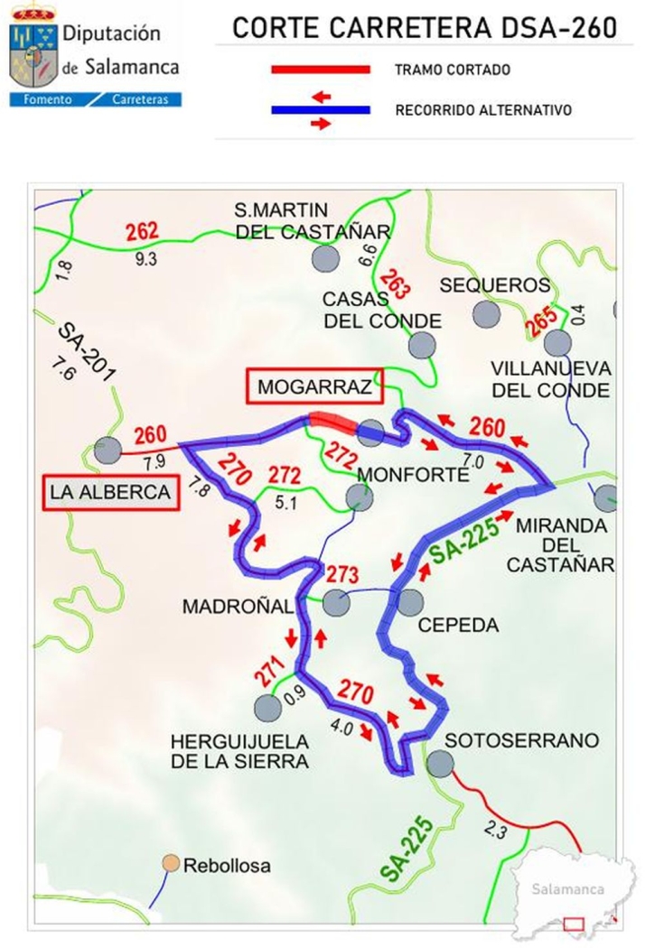 La carretera entre La Alberca y Mogarraz permanecer&aacute; cortada dos meses | Imagen 1