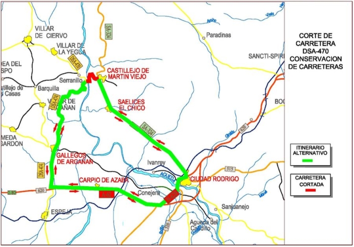 Corte de la carretera DSA-470 a la altura del puente de Siega Verde | Imagen 1