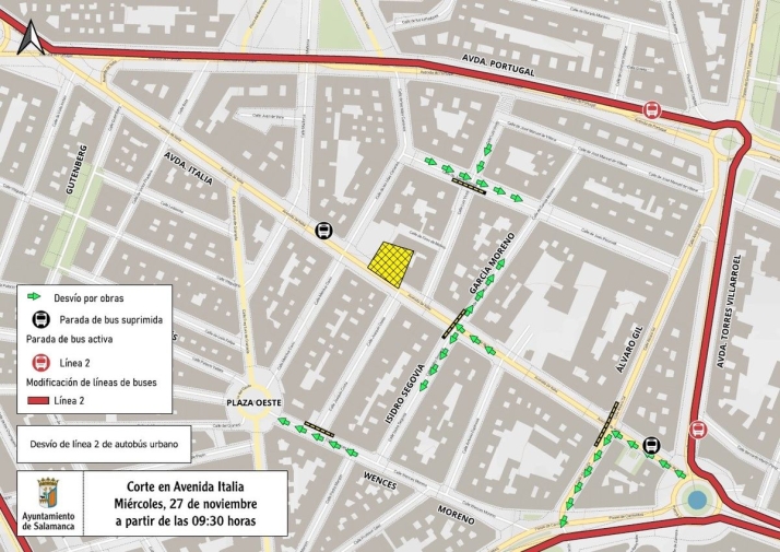 La avenida de Italia se cierra al tr&aacute;fico este mi&eacute;rcoles: calles y autobuses afectados | Imagen 1