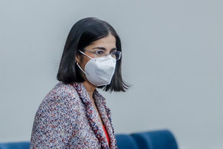 La ministra de Sanidad, Carolina Darias, a su llegada a la rueda de prensa posterior al Consejo Interterritorial del Sistema Nacional de Salud. Foto: EP