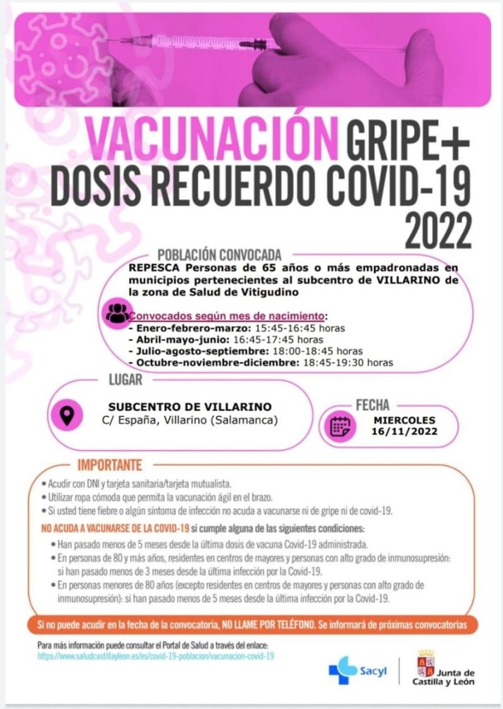 Jornadas de vacunaci&oacute;n y repesca para mayores de 65 a&ntilde;os residentes en la subzona de salud de Villarino | Imagen 2