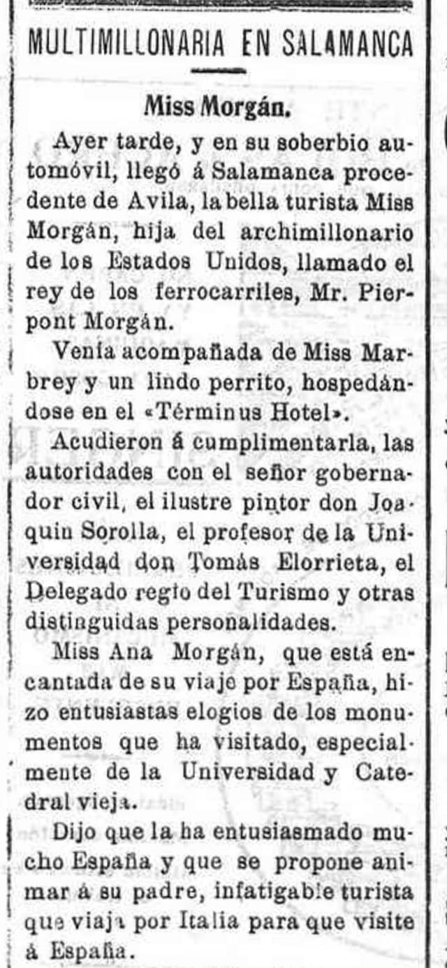 La visita de la multimillonaria estadounidense miss Morgan, un acontecimiento en la Salamanca de 1912 | Imagen 1