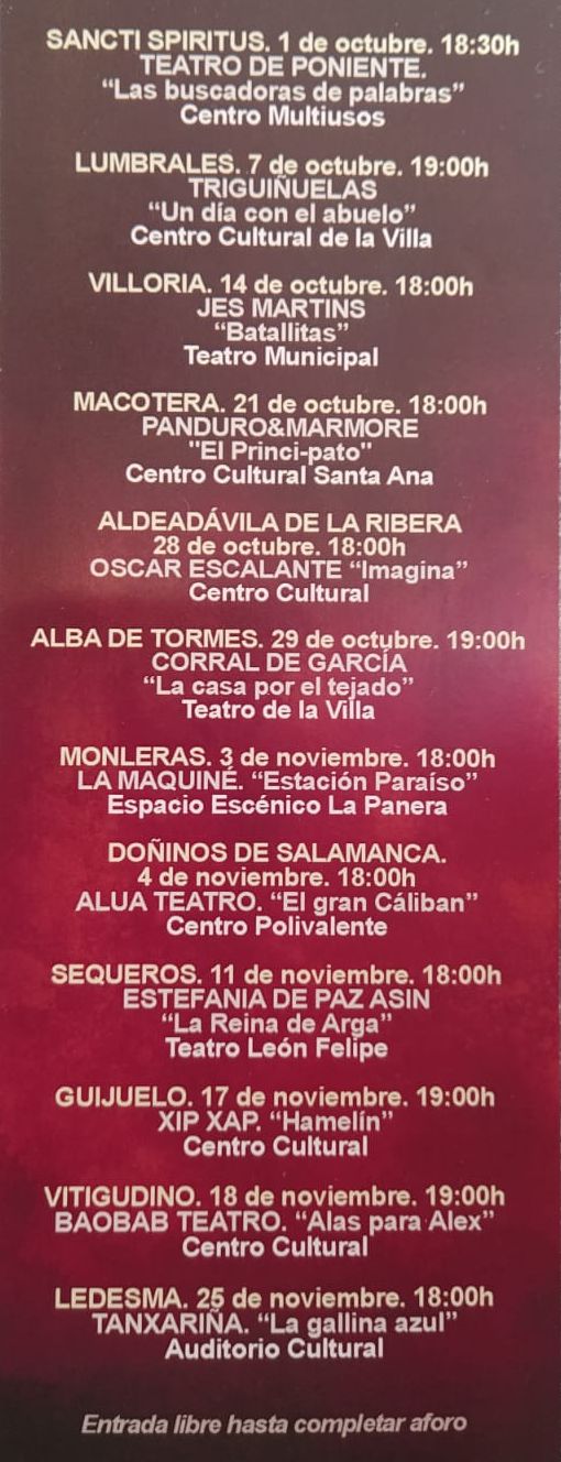 Teatro de calidad y gratis para estas 12 localidades de la provincia de Salamanca | Imagen 1