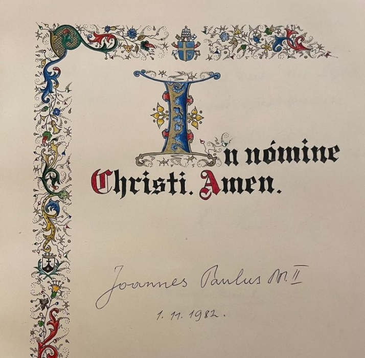Firma de Juan Pablo II en el libro del Monasterio de la Anunciación