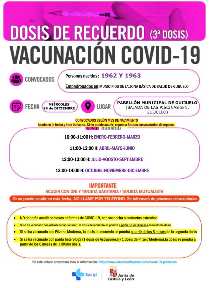 Vacunaci&oacute;n de refuerzo para nacidos en 1962 y 1963 en la ZBS de Guijuelo | Imagen 1