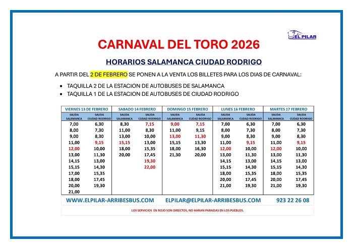 C&oacute;mo ir al Carnaval del Toro: todos los horarios de autob&uacute;s entre Salamanca y Ciudad Rodrigo | Imagen 1