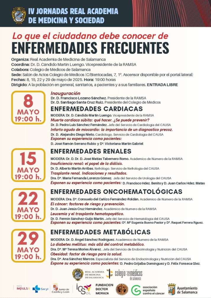 'Lo que debes conocer de las enfermedades frecuentes', nuevas jornadas de la Real Academia de Medicina para poblaci&oacute;n salmantina | Imagen 1