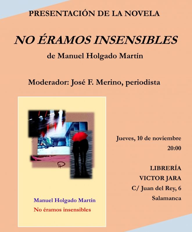 'No &eacute;ramos insensibles', la nueva novela del salmantino Manuel Holgado Mart&iacute;n | Imagen 1