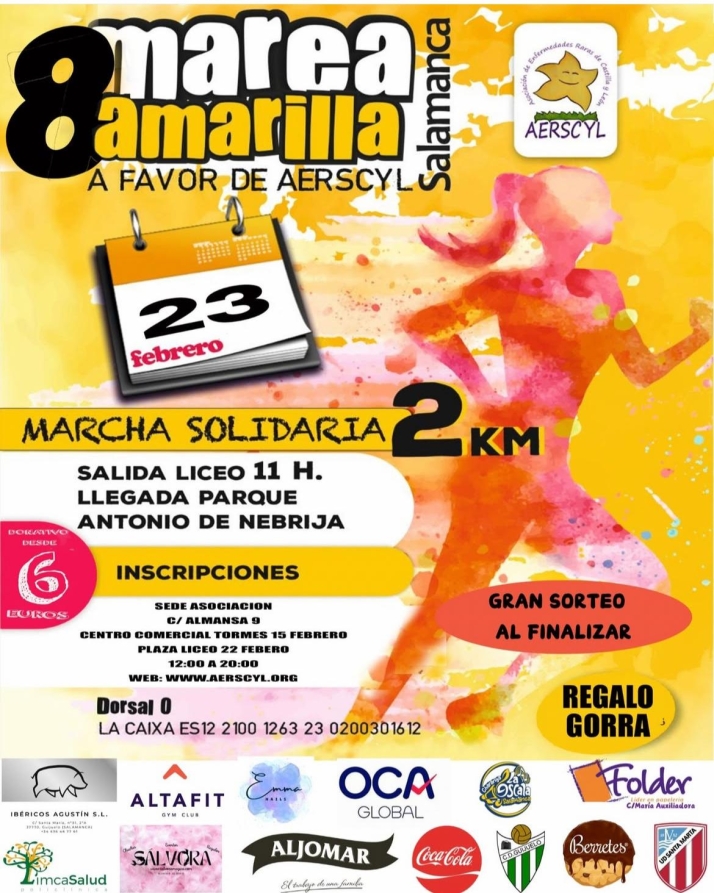 Salamanca se volver&aacute; a te&ntilde;ir de amarillo con la marcha solidaria de AERSCYL | Imagen 1