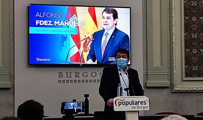 Un momento de la intervención de Mañueco en Burgos. - EUROPA PRESS