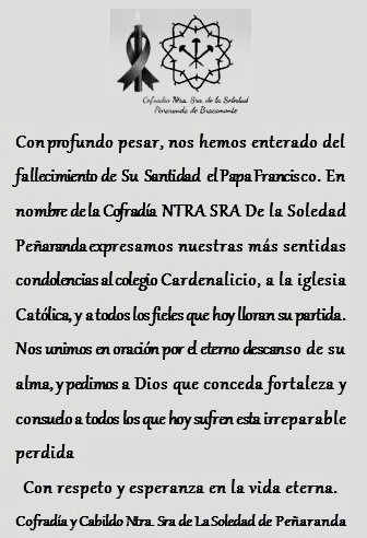 Las cofradías de Peñaranda emiten comunicados oficiales tras el fallecimiento del Papa Francisco | Imagen 5