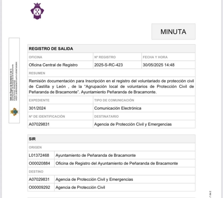 El Ayuntamiento prueba la inscripci&oacute;n de Protecci&oacute;n Civil el 30 de mayo y desmiente a la Junta | Imagen 1