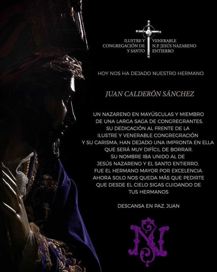 Fallece Juan Calder&oacute;n, el &quot;Hermano Mayor por excelencia&quot; de la Congregaci&oacute;n del Nazareno | Imagen 1